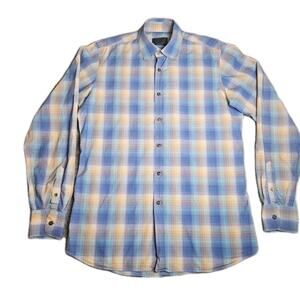 Prada Milano Men’s Blue Plaid Button-Up Shirt 39 15.5 Made in Italy Cotton Rare